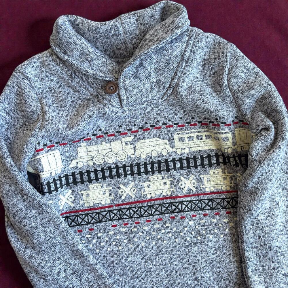 Jumping Beans 3T Knit Sweater with Train Pattern